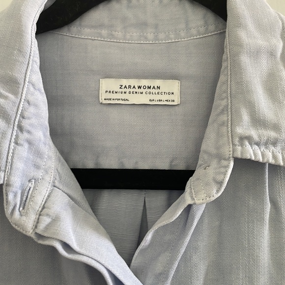NWOT Zara pearl denim shirt - Picture 6 of 8